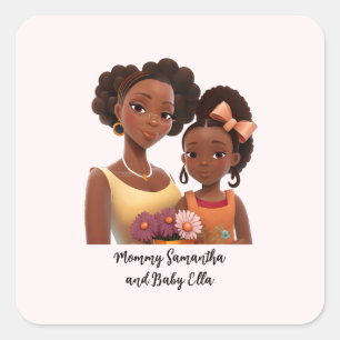 Beautiful Black Mom and Daughter (22) Square Sticker