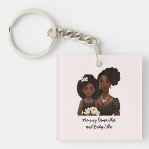 Beautiful Black Mom and Daughter (23) Keychain