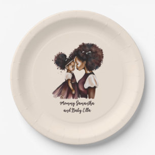 Beautiful Black Mom and Daughter (24) Paper Plate