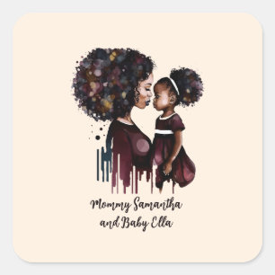 Beautiful Black Mom and Daughter (25) Square Sticker