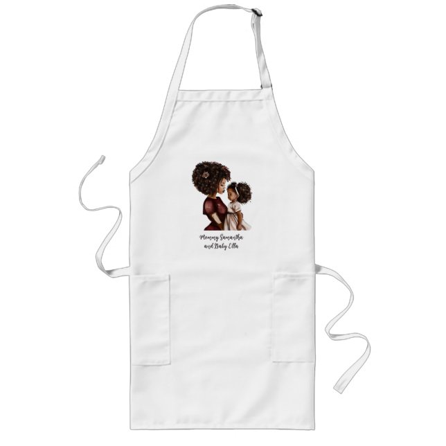 Beautiful Black Mom and Daughter (26) Long Apron (Front)