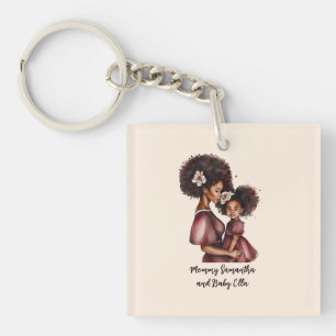 Beautiful Black Mom and Daughter (27) Keychain