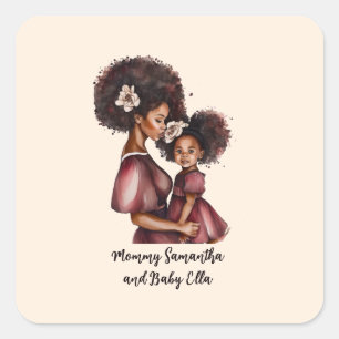 Beautiful Black Mom and Daughter (27) Square Sticker