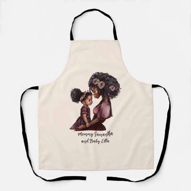 Beautiful Black Mom and Daughter (28) Apron (Front)