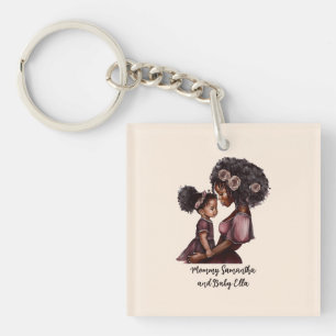 Beautiful Black Mom and Daughter (28) Keychain