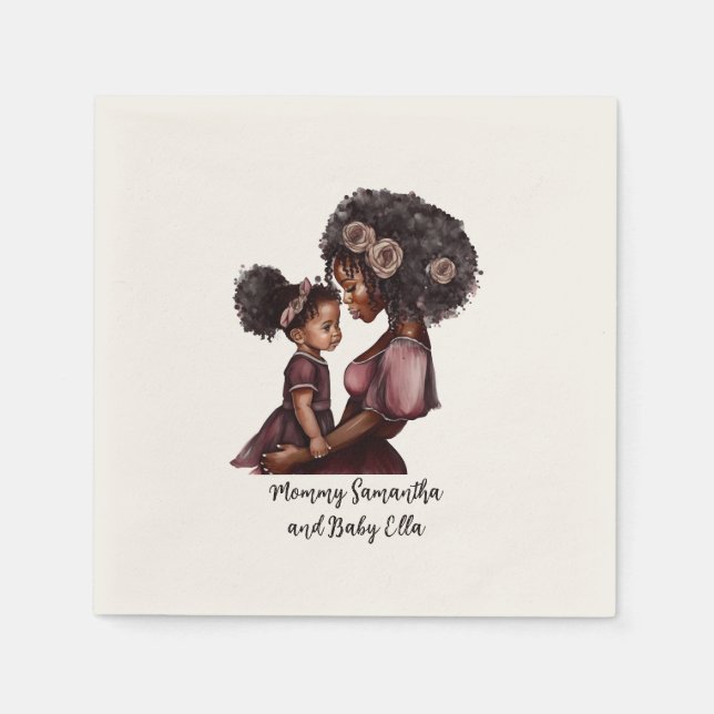 Beautiful Black Mom and Daughter (28) Napkin (Front)