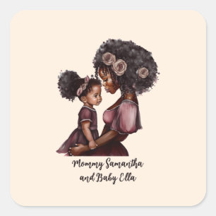 Beautiful Black Mom and Daughter (28) Square Sticker