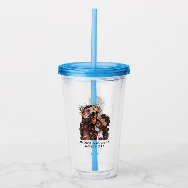 Beautiful Black Mom and Daughter (2) Acrylic Tumbler (Front)