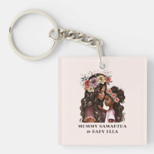 Beautiful Black Mom and Daughter (2) Keychain
