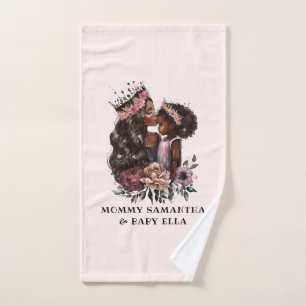 Beautiful Black Mom and Daughter (3) Bath Towel Set