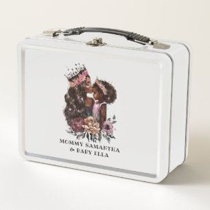 Beautiful Black Mom and Daughter (3) Metal Lunch Box