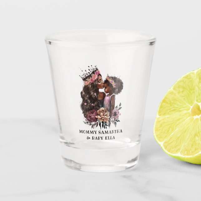 Beautiful Black Mom and Daughter (3) Shot Glass (Front)