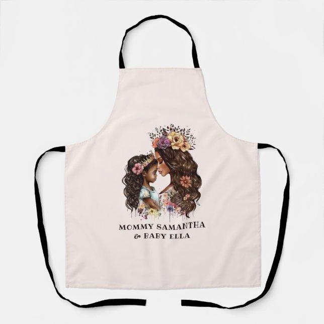 Beautiful Black Mom and Daughter (4) Apron (Front)