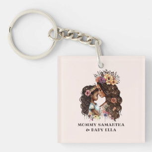 Beautiful Black Mom and Daughter (4) Keychain