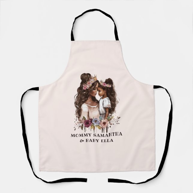 Beautiful Black Mom and Daughter (5) Apron (Front)