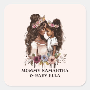 Beautiful Black Mom and Daughter (5) Square Sticker
