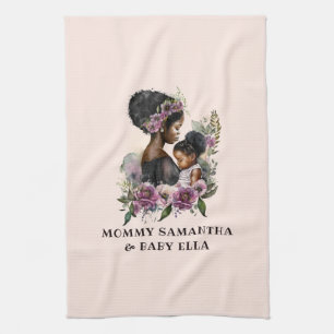 Beautiful Black Mom and Daughter (6) Kitchen Towel