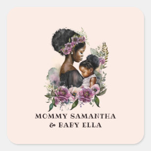 Beautiful Black Mom and Daughter (6) Square Sticker