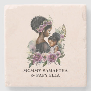 Beautiful Black Mom and Daughter (6) Stone Coaster