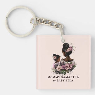 Beautiful Black Mom and Daughter (7) Keychain