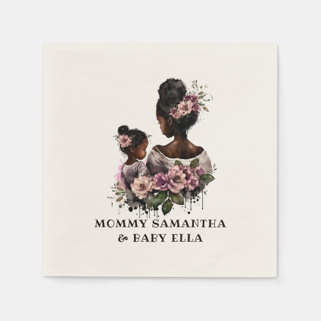 Beautiful Black Mom and Daughter (7) Napkin (Front)