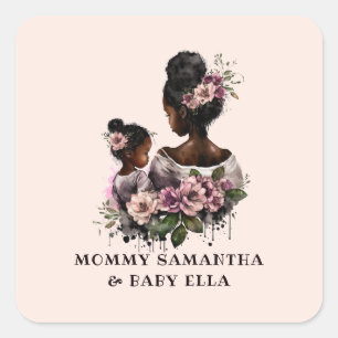 Beautiful Black Mom and Daughter (7) Square Sticker