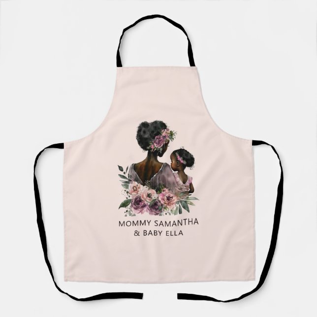 Beautiful Black Mom and Daughter (8) Apron (Front)