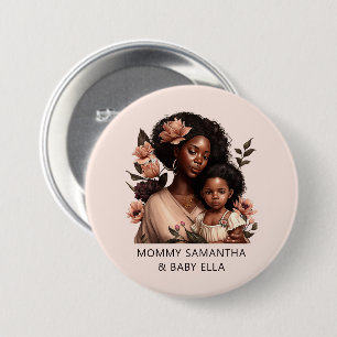 Beautiful Black Mom and Daughter (9) 3 Inch Round Button