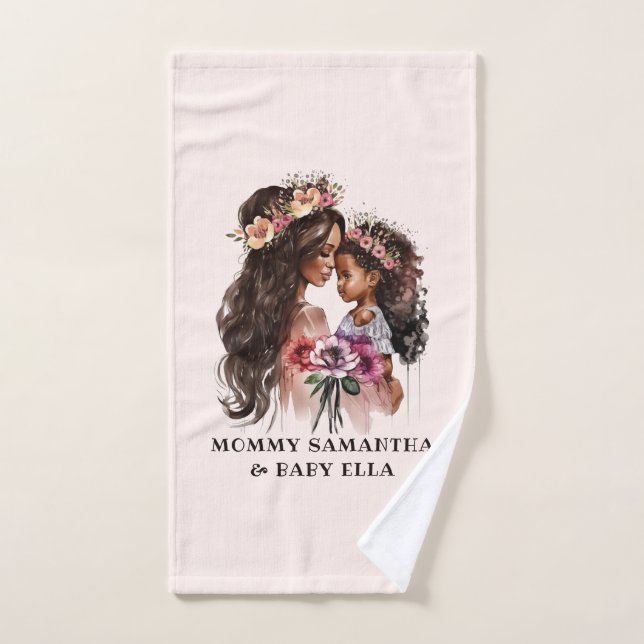 Beautiful Black Mom and Daughter Bath Towel Set (Hand Towel)