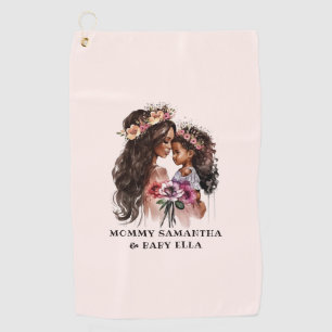 Beautiful Black Mom and Daughter Golf Towel