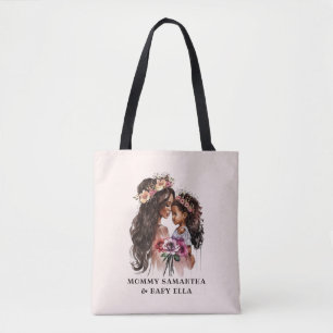 Beautiful Black Mom and Daughter Tote Bag