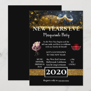 Beautiful Black New Years Eve Party Invitation