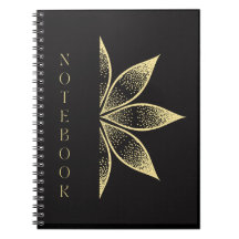 Beautiful Black Notebook with Cute Golden Design