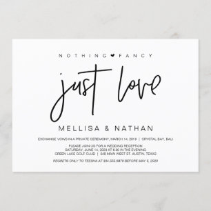 Beautiful Black Nothing Fancy Just Love, Elopement Invitation
