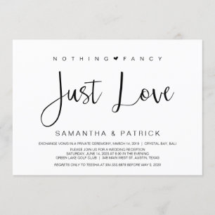 Beautiful Black Nothing Fancy Just Love, Elopement Invitation