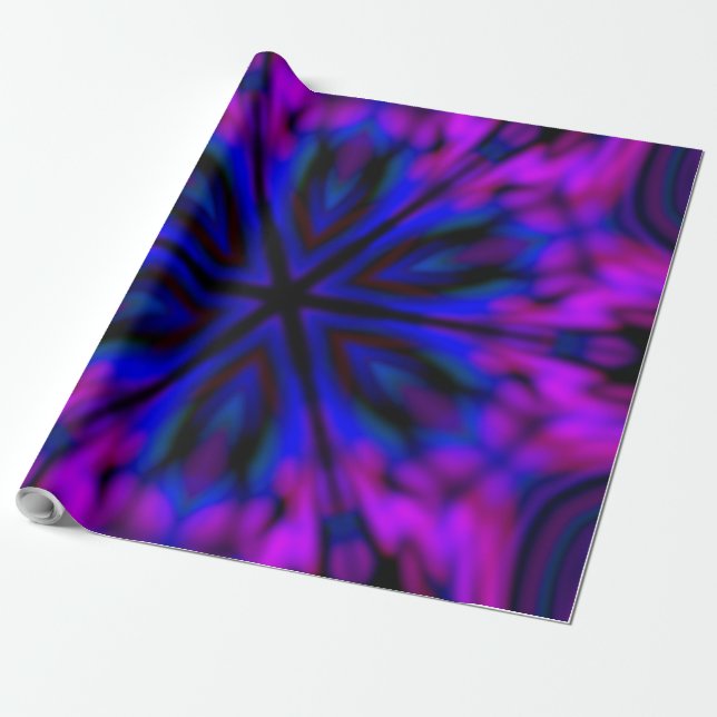Beautiful  BLACK  PURPLE PINK BLUE MANDALA  Wrapping Paper (Unrolled)