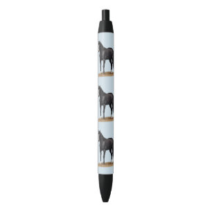Beautiful Black Quarter Horse Stallion Black Ink Pen