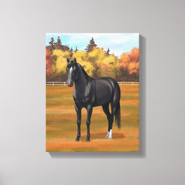 Beautiful Black Quarter Horse Stallion Canvas Print (Front)