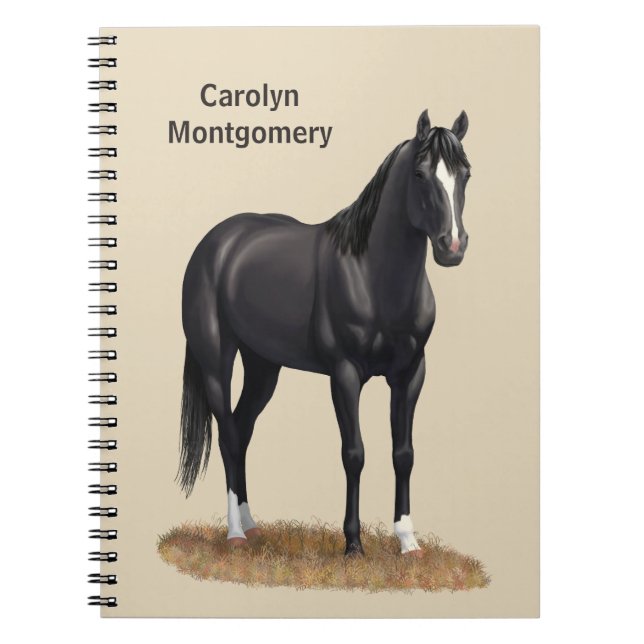 Beautiful Black Quarter Horse Stallion Notebook (Front)
