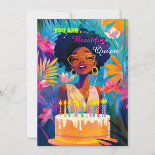 Beautiful Black Queen Birthday Card