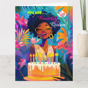 Beautiful Black Queen Birthday Card