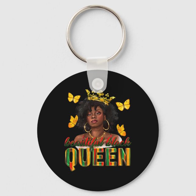 Beautiful Black Queen Dripping Afro Melanin Junete Keychain (Front)