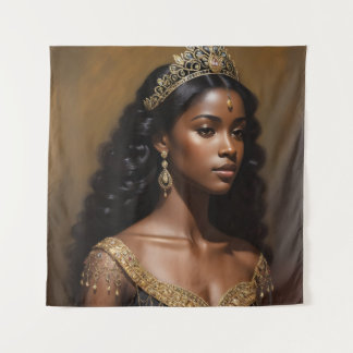 Beautiful Black Queen Gold Crown Tapestry