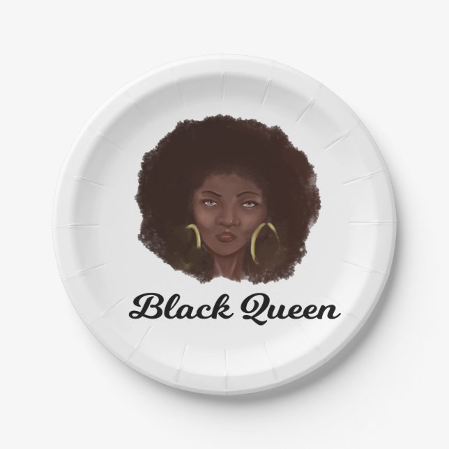 Beautiful Black Queen Paper Plate (Front)