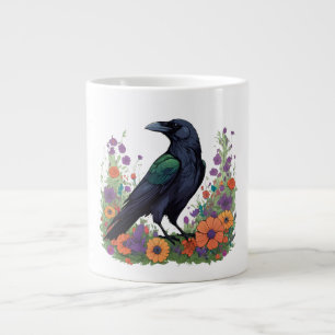 Beautiful black raven large coffee mug