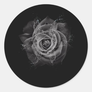 Beautiful Black Rose Flower Wedding Bachelorette B Classic Round Sticker
