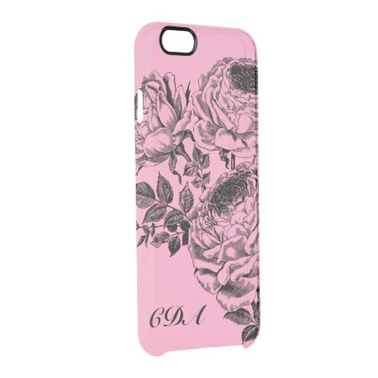 Beautiful Black Roses Monogram Clearly Phone Case