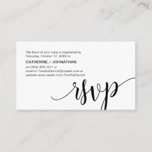 Beautiful Black Script,, RSVP respond Enclosure Card