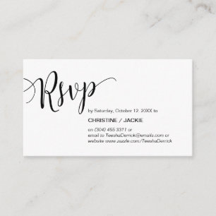 Beautiful Black Script, RSVP respond Enclosure Card