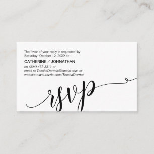 Beautiful Black Script,, RSVP respond Enclosure Card